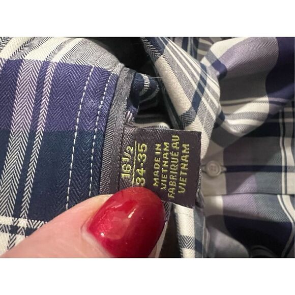 Calibrate Men’s Size 16.5 34-35 Button Down Plaid Long Sleeve Dress Shirt Purple - Picture 9 of 9